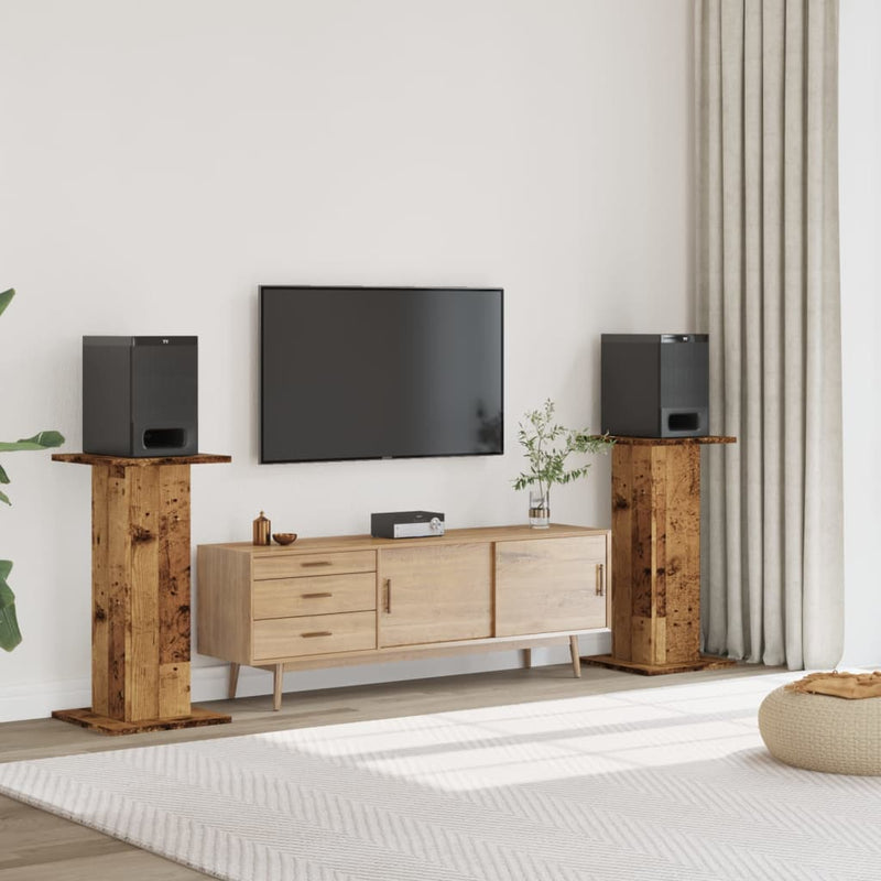 Load image into Gallery viewer, Vidaxl speakerstandaards 2 st 30x30x80 cm bewerkt hout oud houtkleurig