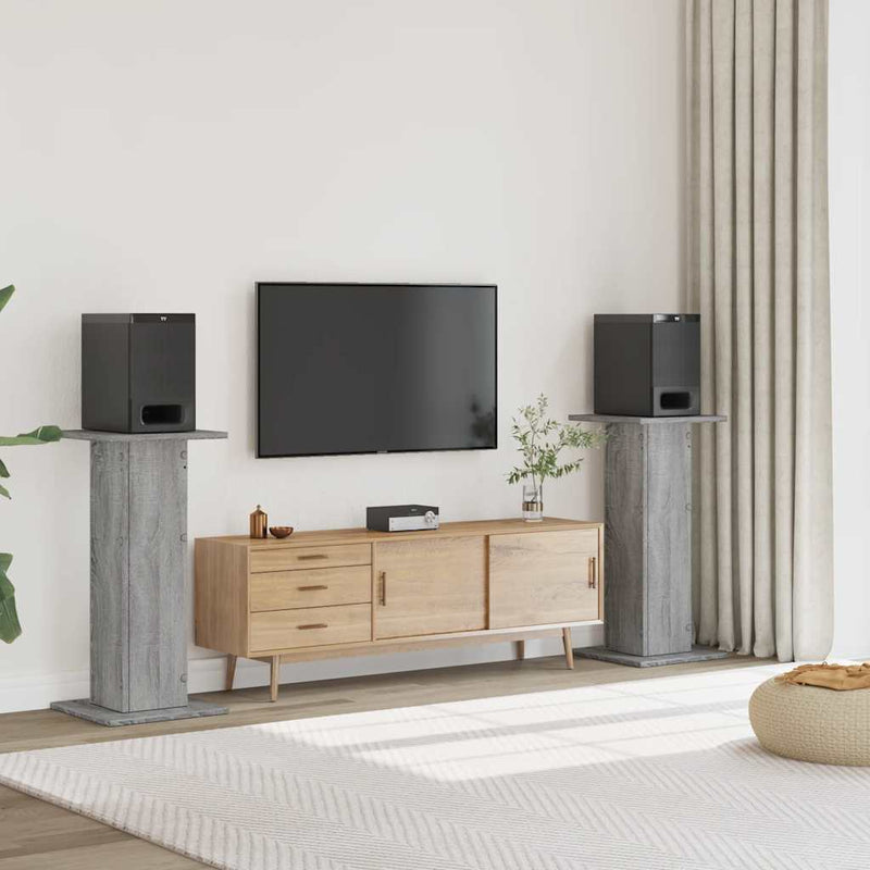 Load image into Gallery viewer, Vidaxl speakerstandaards 2 st 30x30x95 cm bewerkt hout grijs sonoma
