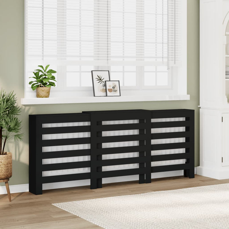 Load image into Gallery viewer, Vidaxl radiatorombouw 205x21,5x83,5 cm bewerkt hout zwart