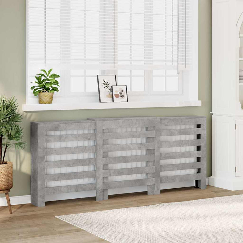 Load image into Gallery viewer, Vidaxl radiatorombouw 205x21,5x83,5 cm bewerkt hout betongrijs