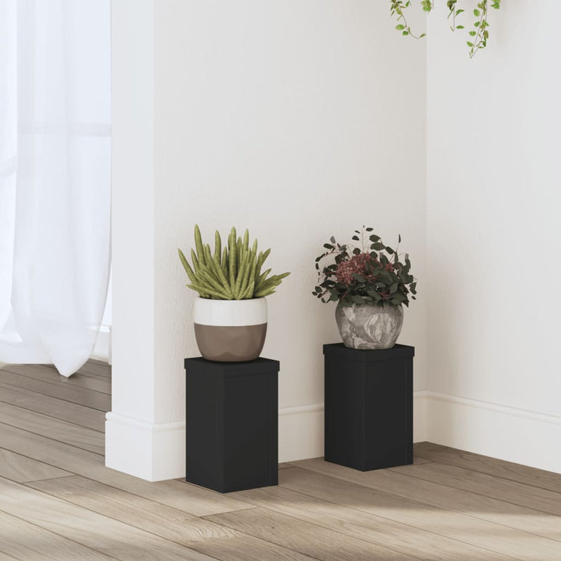 Load image into Gallery viewer, Vidaxl plantenstandaards 2 st 10x10x18 cm bewerkt hout zwart