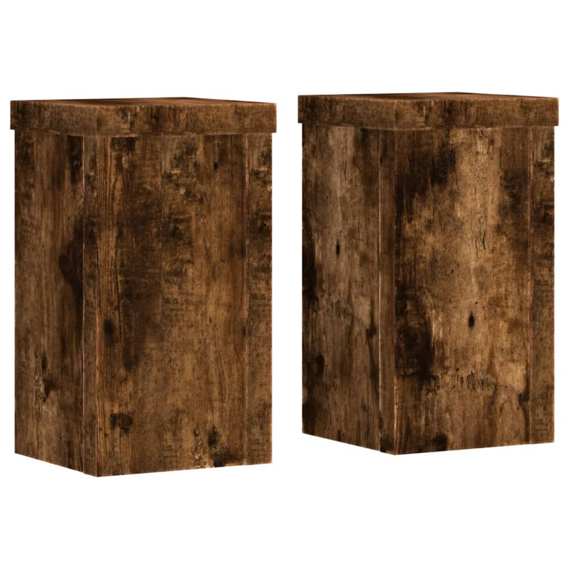 Load image into Gallery viewer, Vidaxl plantenstandaards 2 st 10x10x18 cm bewerkt hout gerookt eiken