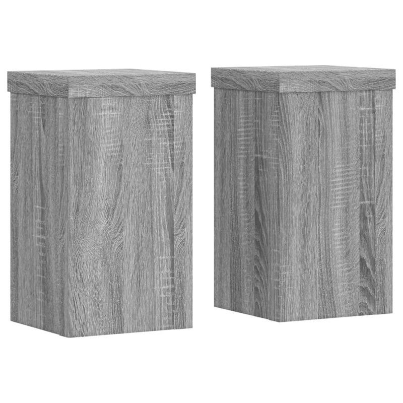 Load image into Gallery viewer, Vidaxl plantenstandaards 2 st 10x10x18 cm bewerkt hout grijs sonoma