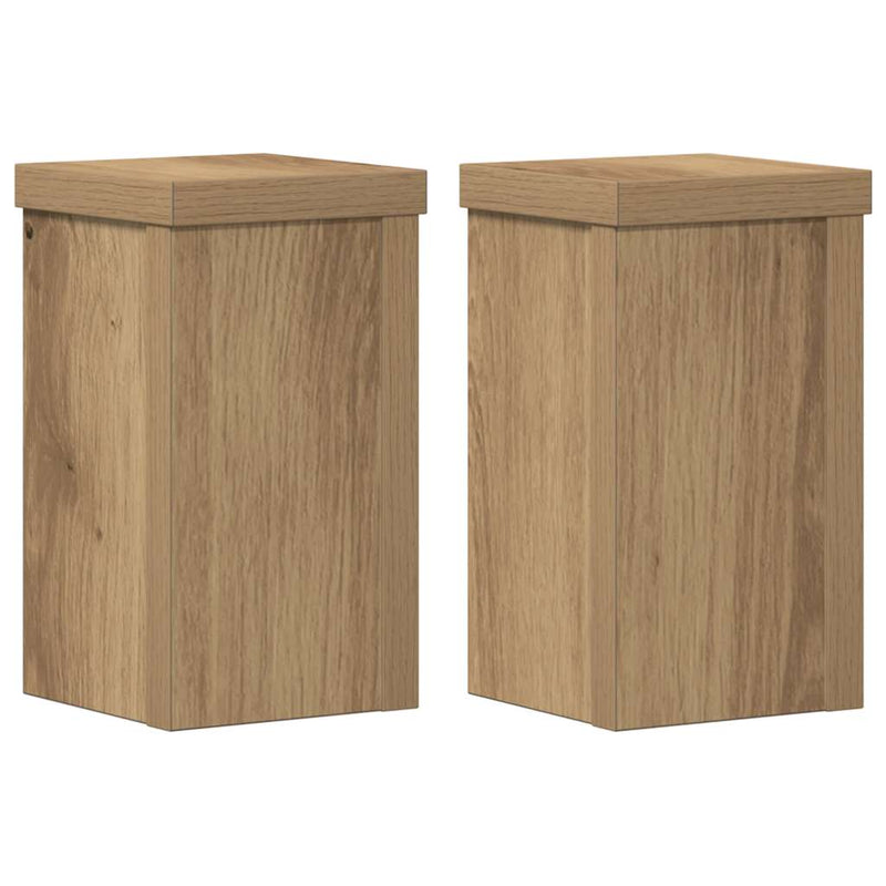 Load image into Gallery viewer, Vidaxl plantenstandaards 2 st 10x10x18 cm hout artisanaal eiken