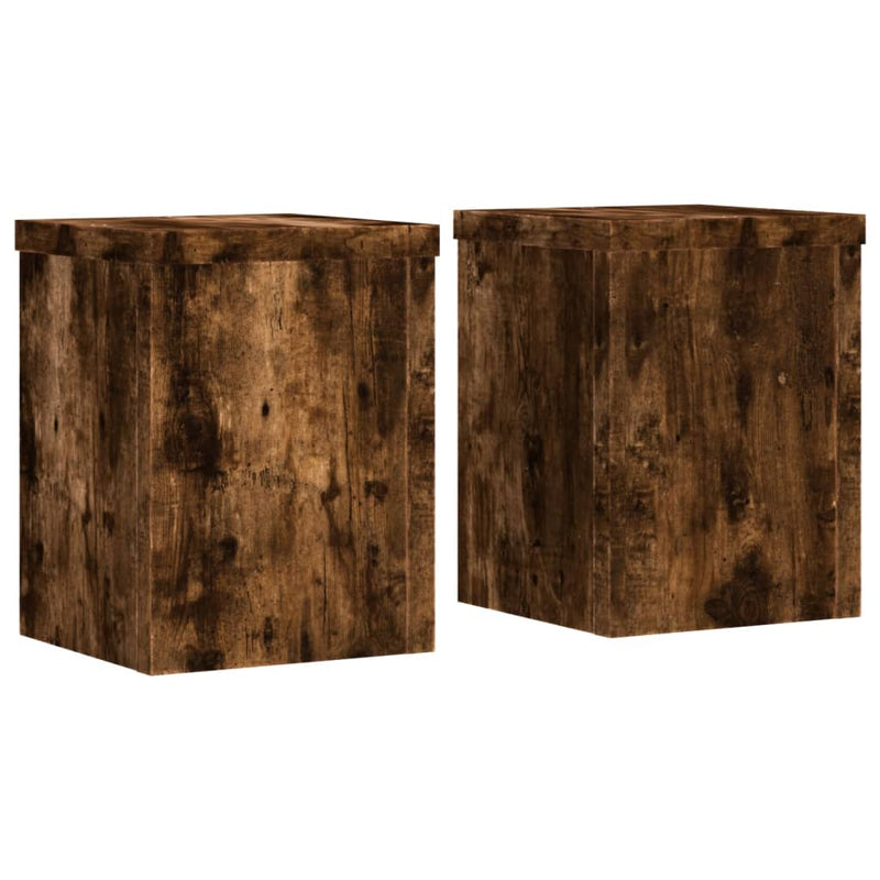 Load image into Gallery viewer, Vidaxl plantenstandaards 2 st 15x15x20 cm bewerkt hout gerookt eiken