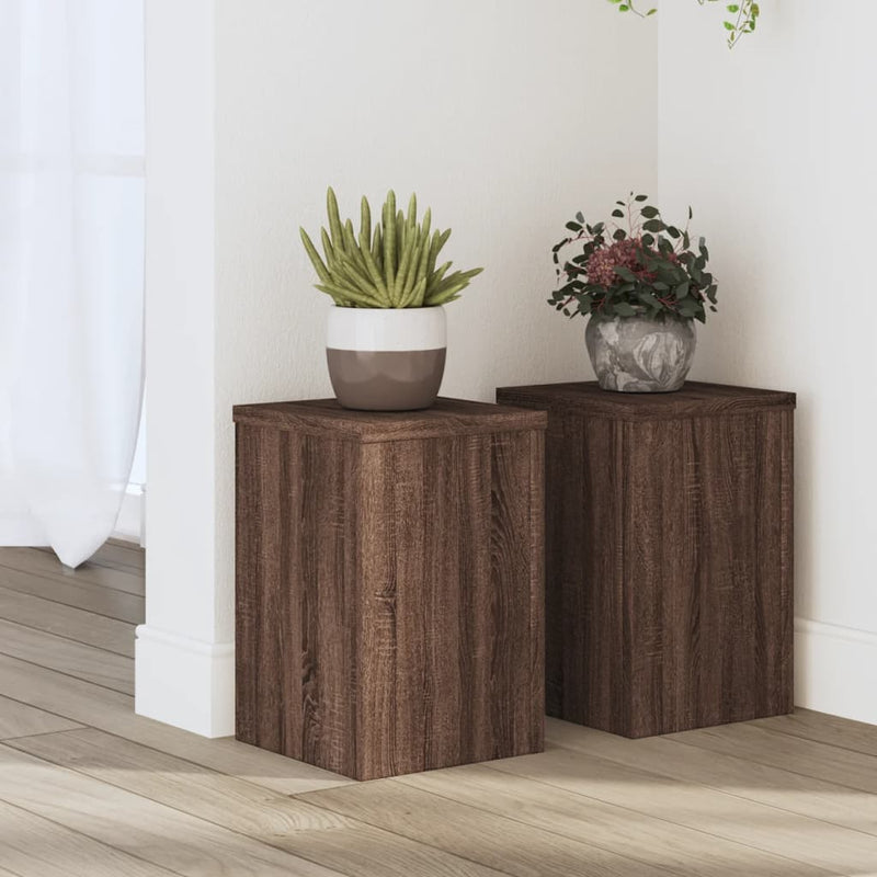 Load image into Gallery viewer, Vidaxl plantenstandaards 2 st 20x20x30 cm bewerkt hout bruin eiken