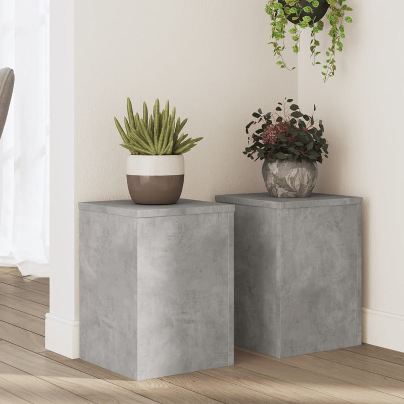 Load image into Gallery viewer, Vidaxl plantenstandaards 2 st 25x25x35 cm bewerkt hout betongrijs