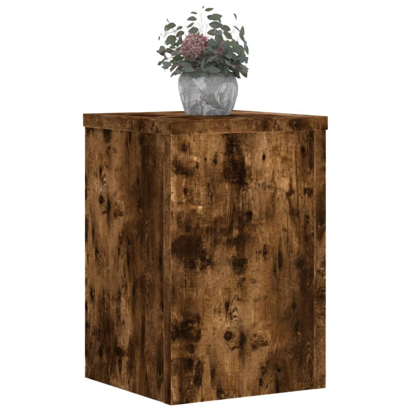Load image into Gallery viewer, Vidaxl plantenstandaards 2 st 25x25x35 cm bewerkt hout gerookt eiken