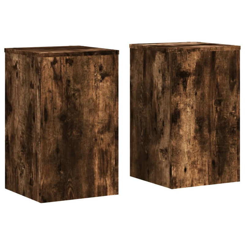 Load image into Gallery viewer, Vidaxl plantenstandaards 2 st 30x30x50 cm bewerkt hout gerookt eiken
