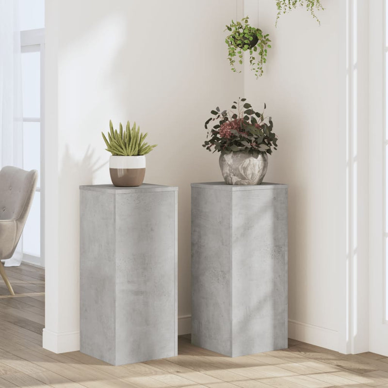Load image into Gallery viewer, Vidaxl plantenstandaards 2 st 30x30x70 cm bewerkt hout betongrijs