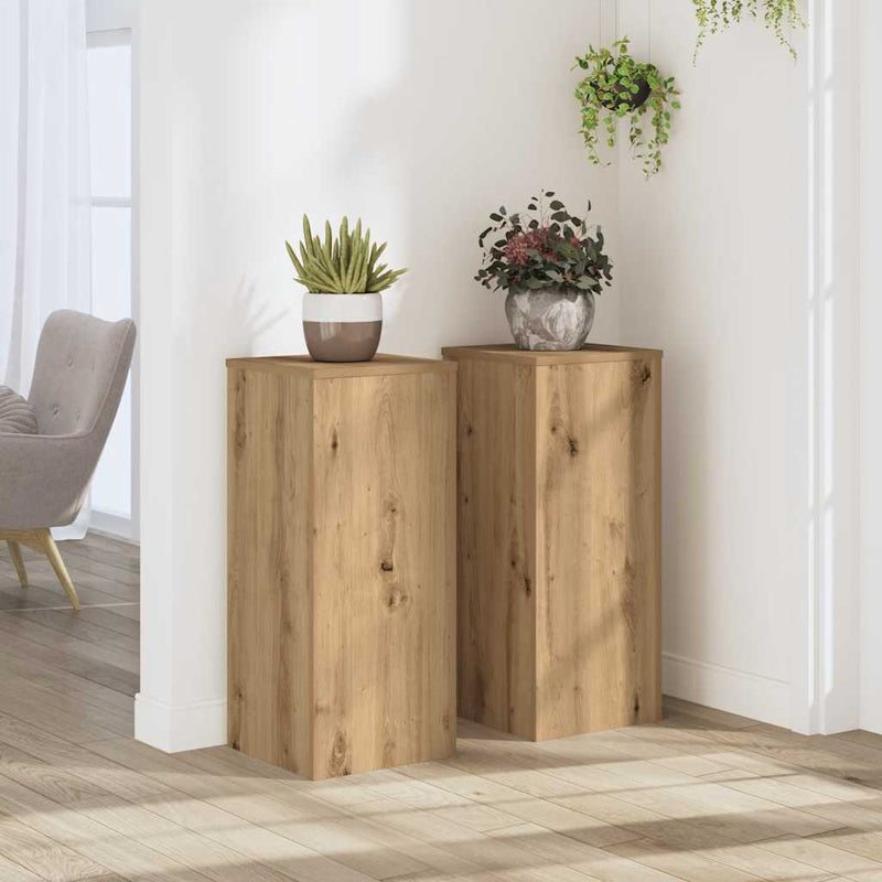 Afbeelding laden in galerijviewer, Vidaxl plantenstandaards 2 st 30x30x70 cm hout artisanaal eiken