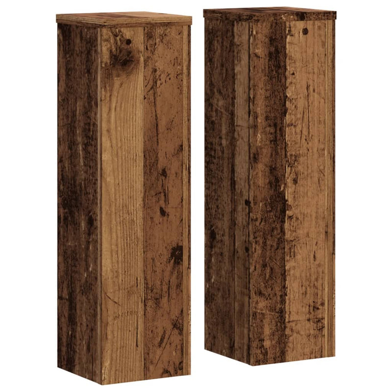 Load image into Gallery viewer, Vidaxl plantenstandaards 2 st 17x17x60 cm bewerkt hout oud houtkleurig