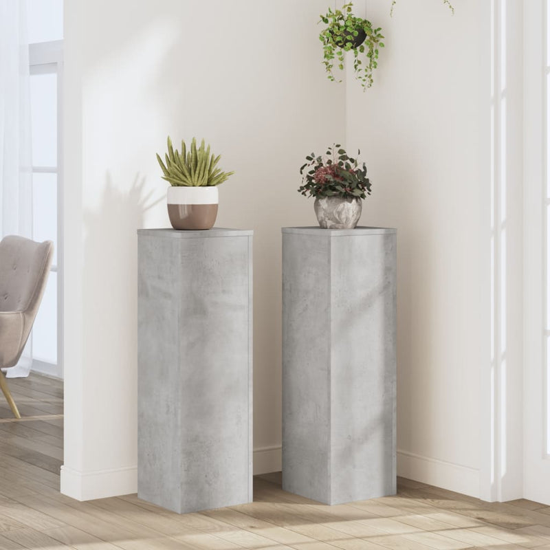 Load image into Gallery viewer, Vidaxl plantenstandaards 2 st 25x25x80 cm bewerkt hout betongrijs
