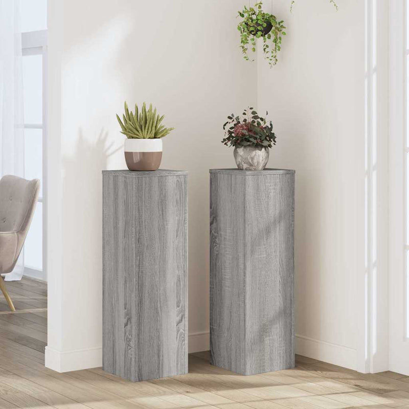 Load image into Gallery viewer, Vidaxl plantenstandaards 2 st 25x25x80 cm bewerkt hout grijs sonoma