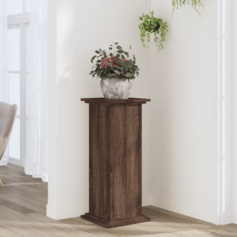 Load image into Gallery viewer, Vidaxl plantenstandaard 33x33x80 cm bewerkt hout bruin eikenkleurig