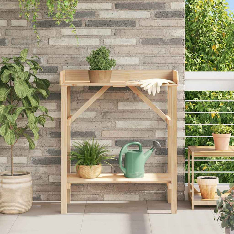 Afbeelding laden in galerijviewer, Vidaxl planttafel met plank naturel 75 x 40 x 90 cm stevig vurenhout