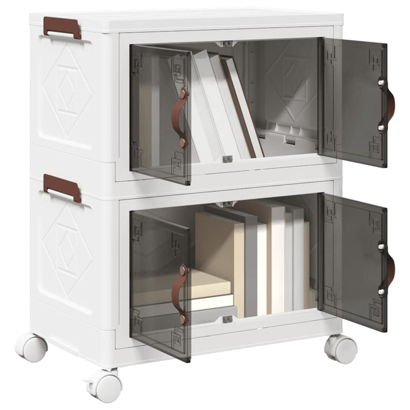 Load image into Gallery viewer, Vidaxl opbergbox stapelbaar met wielen 2-laags 28 l 48,5x29,5x59,5 cm