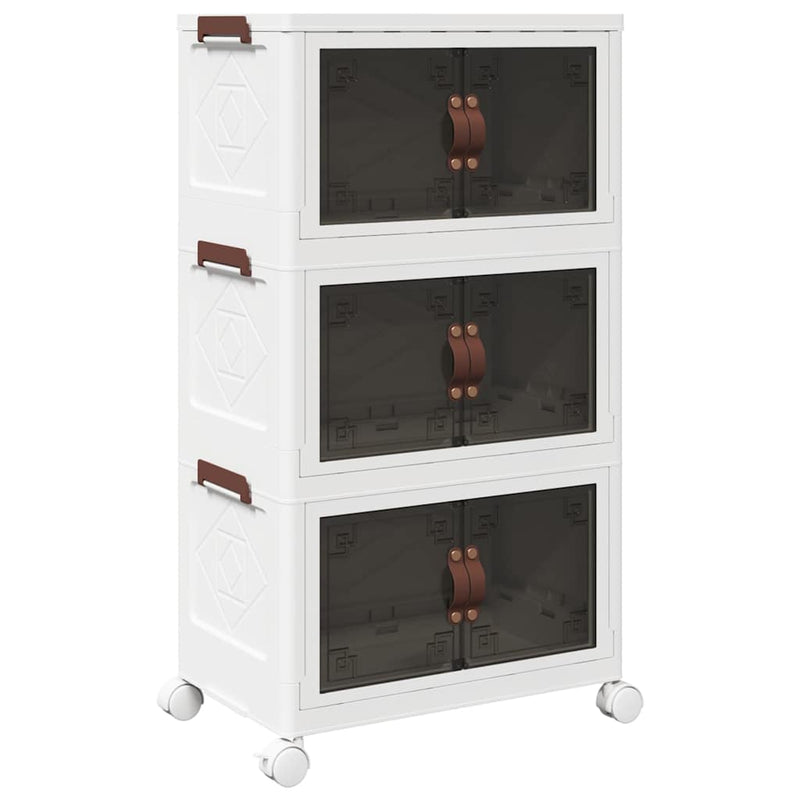 Load image into Gallery viewer, Vidaxl opbergbox stapelbaar met wielen 3-laags 28 l 48,5x29,5x86 cm
