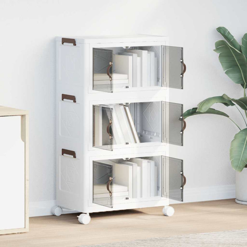 Load image into Gallery viewer, Vidaxl opbergbox stapelbaar met wielen 3-laags 28 l 48,5x29,5x86 cm
