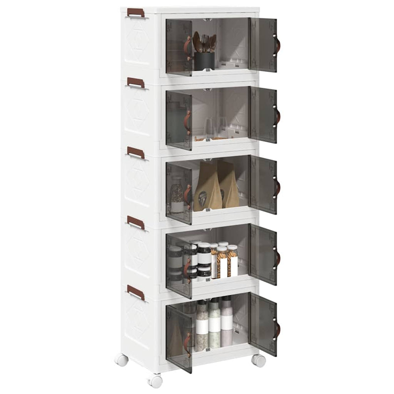 Load image into Gallery viewer, Vidaxl opbergbox stapelbaar met wielen 5-laags 28 l 48,5x29,5x139 cm