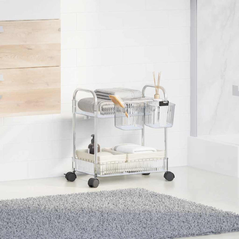 Load image into Gallery viewer, Vidaxl opbergtrolley 2-laags 37x28x43,5 cm acryl transparant