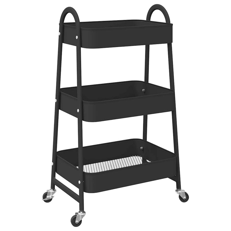 Load image into Gallery viewer, Vidaxl opbergtrolley 3-laags 42x41,5x77 cm staal zwart