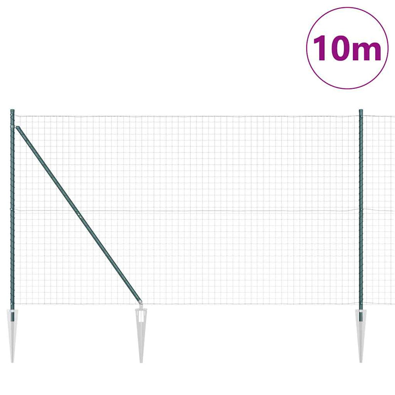 ギャラリービューアに画像をロードする, Vidaxl hek met paal groen 1,5 x 10 m staal en pvc