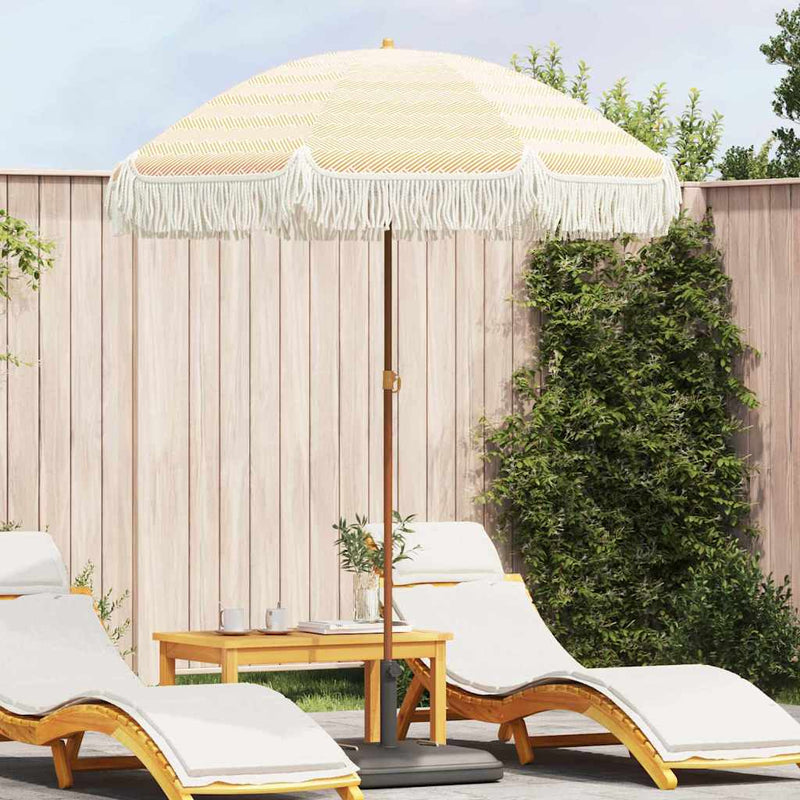 Load image into Gallery viewer, Vidaxl strandparasol geel en wit 160 x 160 x 196 cm polyester en staal