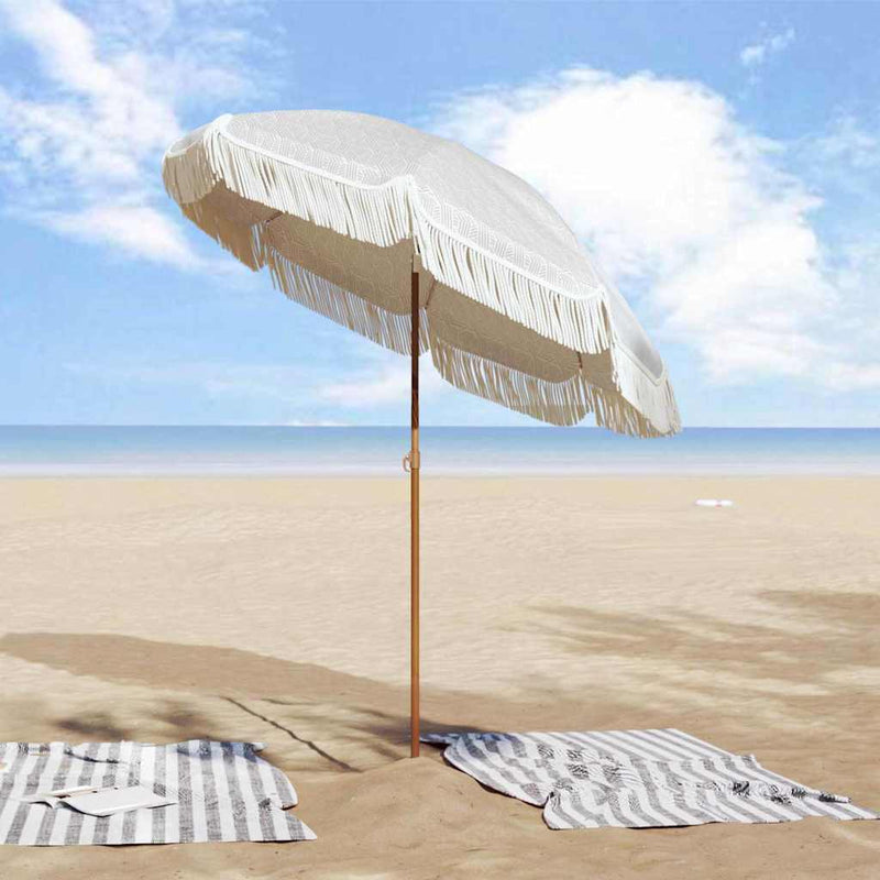 Load image into Gallery viewer, Vidaxl strandparasol grijs en wit 160 x 160 x 196 cm