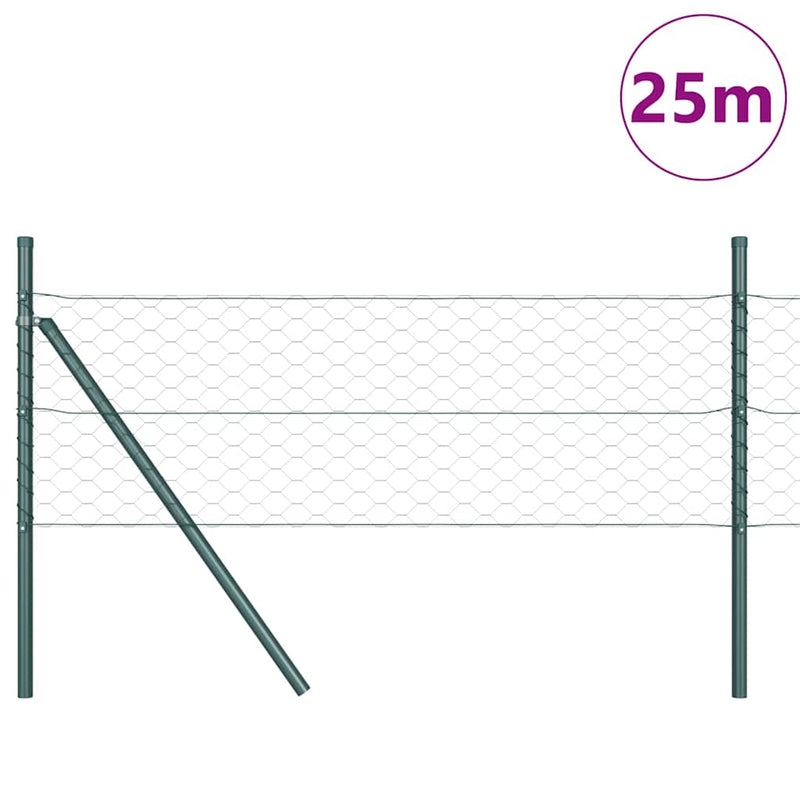 Load image into Gallery viewer, Vidaxl afrasteringspaal groen 25 x 0,8 m (50 mm gaas) staal en pvc