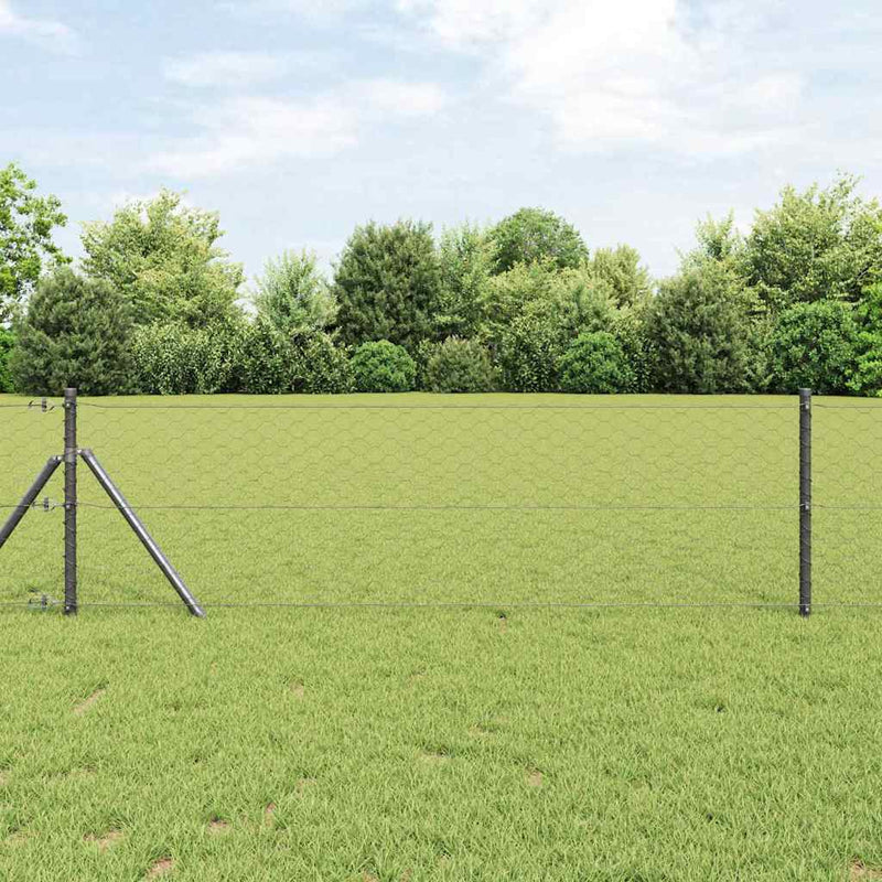 Load image into Gallery viewer, Vidaxl afrasteringspaal grijs 10 x 0,6 m (50 mm gaas) staal en pvc
