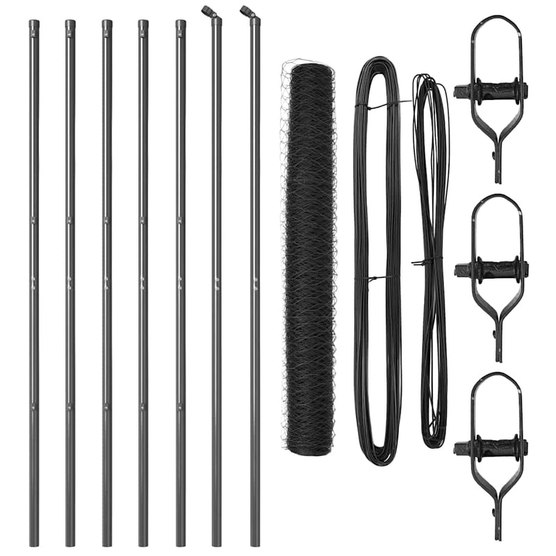 Load image into Gallery viewer, Vidaxl afrasteringspaal grijs 10 x 1 m (50 mm gaas) staal en pvc