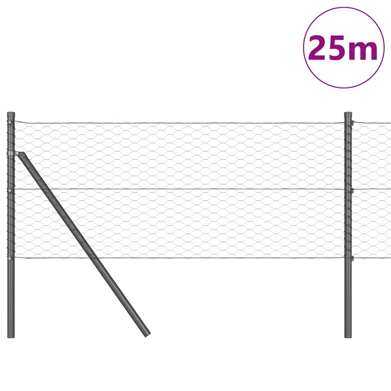 Load image into Gallery viewer, Vidaxl afrasteringspaal grijs 25 x 0,6 m (36 mm gaas) staal en pvc