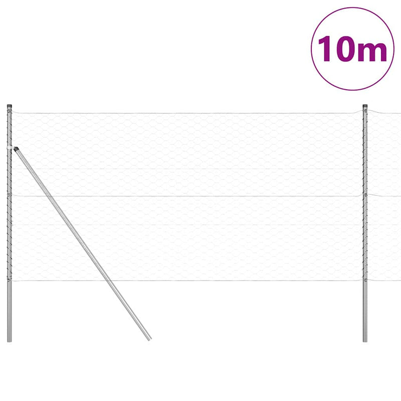 Load image into Gallery viewer, Vidaxl afrasteringspaal zilver 10 x 1,2 m (50 mm gaas) staal