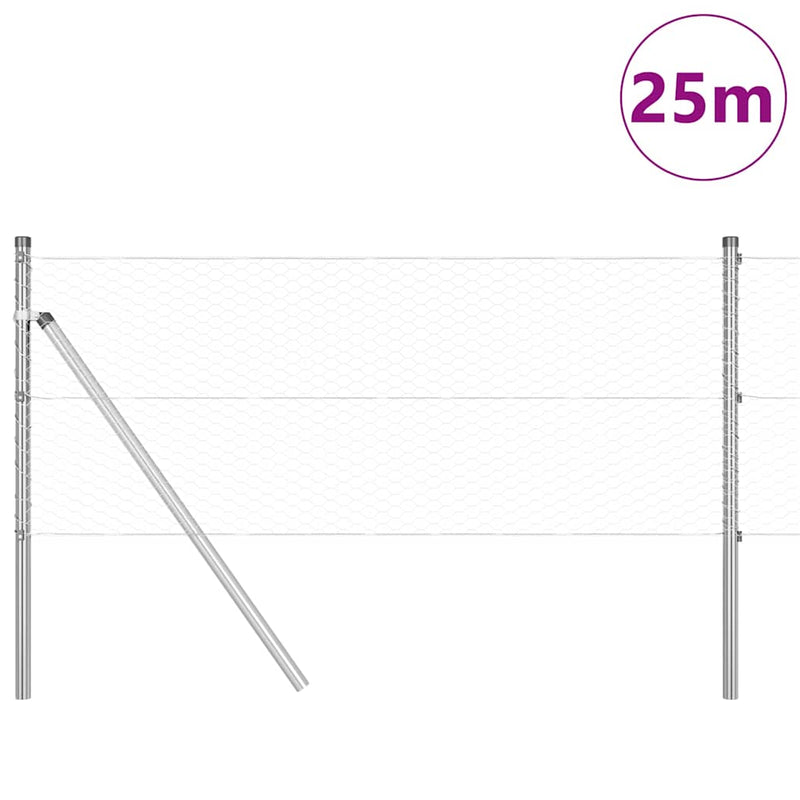 Load image into Gallery viewer, Vidaxl afrasteringspaal zilver 25 x 0,6 m (25 mm gaas) staal