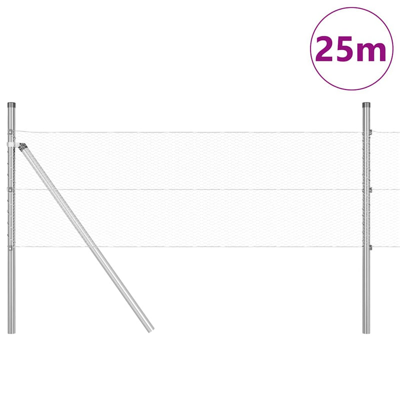 Load image into Gallery viewer, Vidaxl afrasteringspaal zilver 25 x 0,8 m (13 mm gaas) staal
