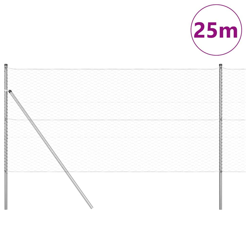 Load image into Gallery viewer, Vidaxl afrasteringspaal zilver 25 x 1,4 m (36 mm gaas) staal