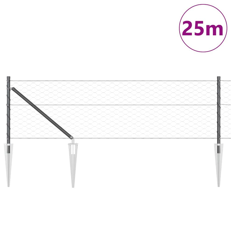 Load image into Gallery viewer, Vidaxl afrasteringspaal grijs 25 x 0,6 m (50 mm gaas) staal en pvc