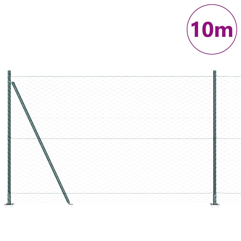 Load image into Gallery viewer, Vidaxl afrasteringspaal groen 10 x 1,6 m (50 mm gaas) staal en pvc
