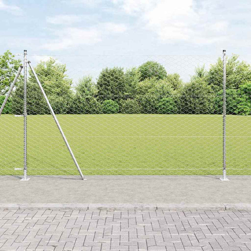 Load image into Gallery viewer, Vidaxl afrasteringspaal zilver 25 x 1,4 m (50 mm gaas) staal