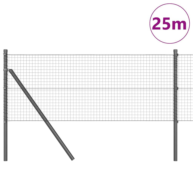 Afbeelding laden in galerijviewer, Vidaxl afrasteringspaal grijs 25 x 0,5 m (25 x 25 mm gaas) staal