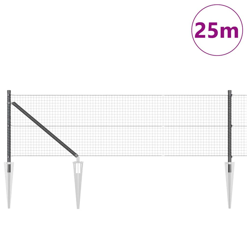 Load image into Gallery viewer, Vidaxl afrasteringspaal grijs 25 x 0,6 m (25 x 25 mm gaas)
