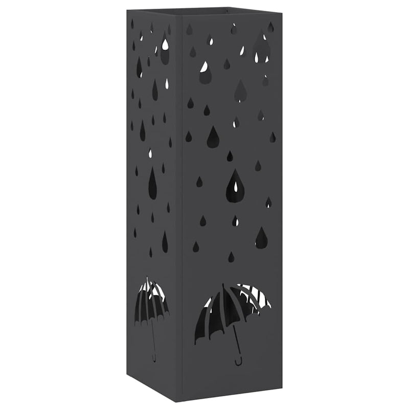 Load image into Gallery viewer, Vidaxl paraplu standaard met opslag zwart 15,5 x 15,5 x 49 cm metaal