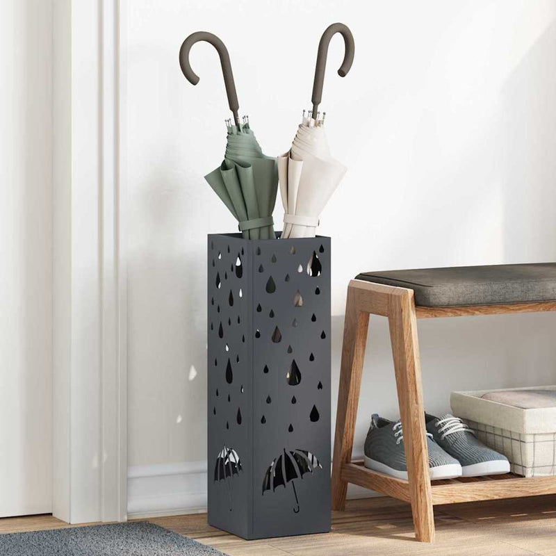 Load image into Gallery viewer, Vidaxl paraplu standaard antraciet 15,5 x 15,5 x 49 cm metaal