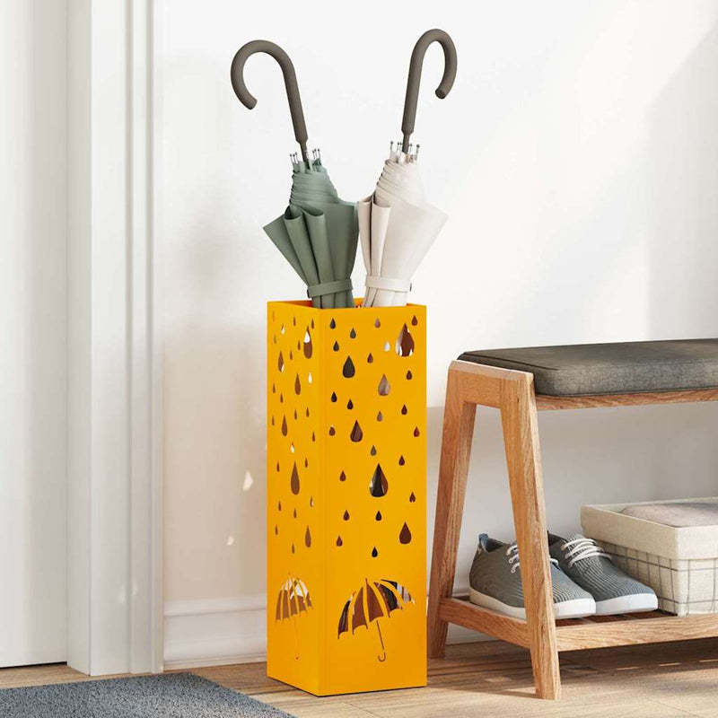 Load image into Gallery viewer, Vidaxl paraplu standaard mosterdgeel 15,5 x 15,5 x 49 cm metaal