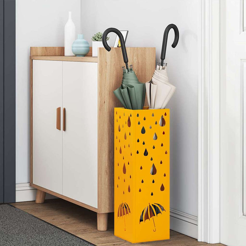 Load image into Gallery viewer, Vidaxl paraplu standaard mosterdgeel 15,5 x 15,5 x 49 cm metaal