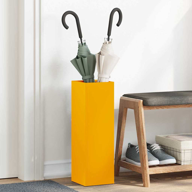 Afbeelding laden in galerijviewer, Vidaxl paraplu standaard mosterdgeel 15,5 x 15,5 x 49 cm metaal