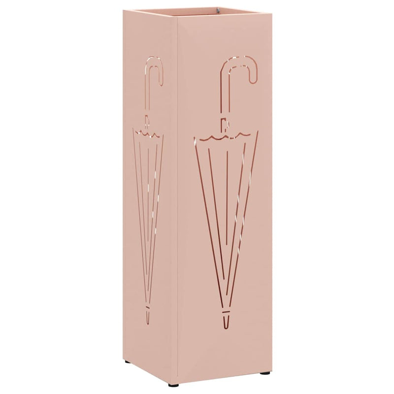 Afbeelding laden in galerijviewer, Vidaxl paraplu standaard met opslag roze 15,5 x 15,5 x 49 cm metaal