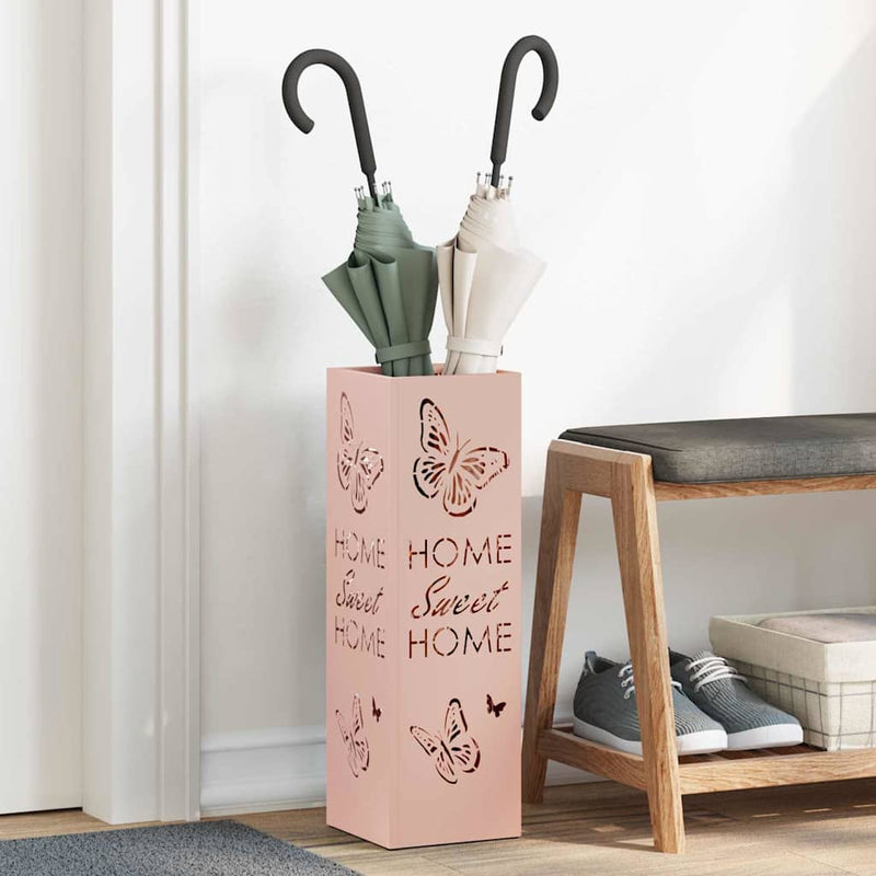 Load image into Gallery viewer, Vidaxl paraplu standaard met opslag roze 15,5 x 15,5 x 49 cm metaal