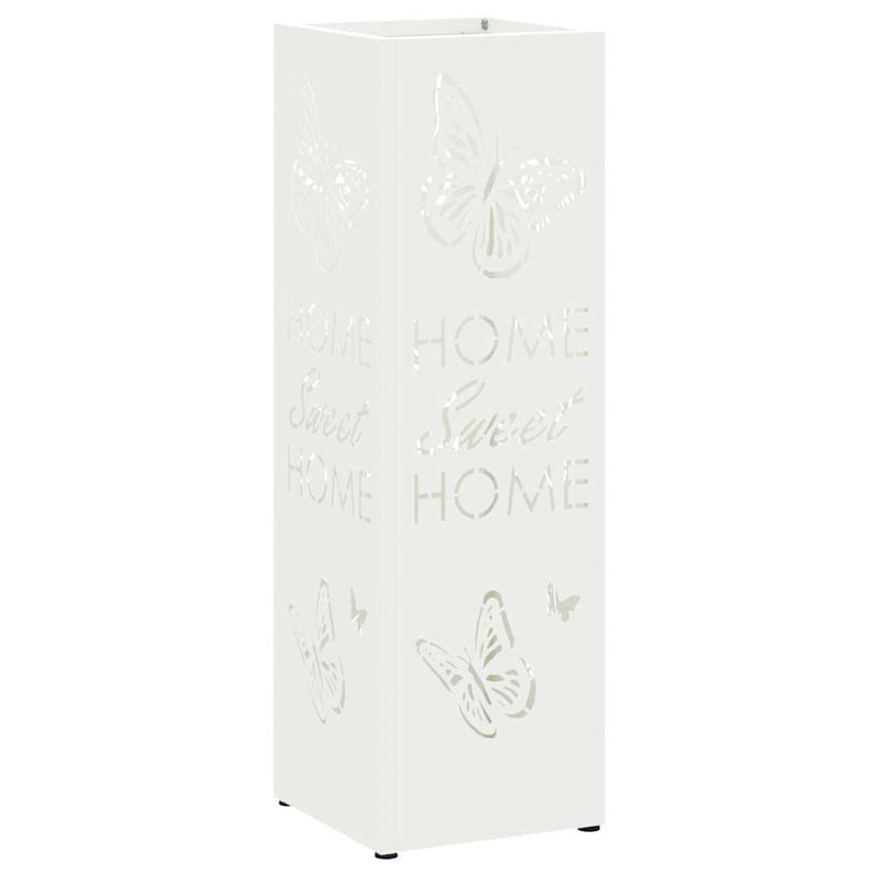 Load image into Gallery viewer, Vidaxl paraplu standaard met opslag wit 15,5 x 15,5 x 49 cm metaal